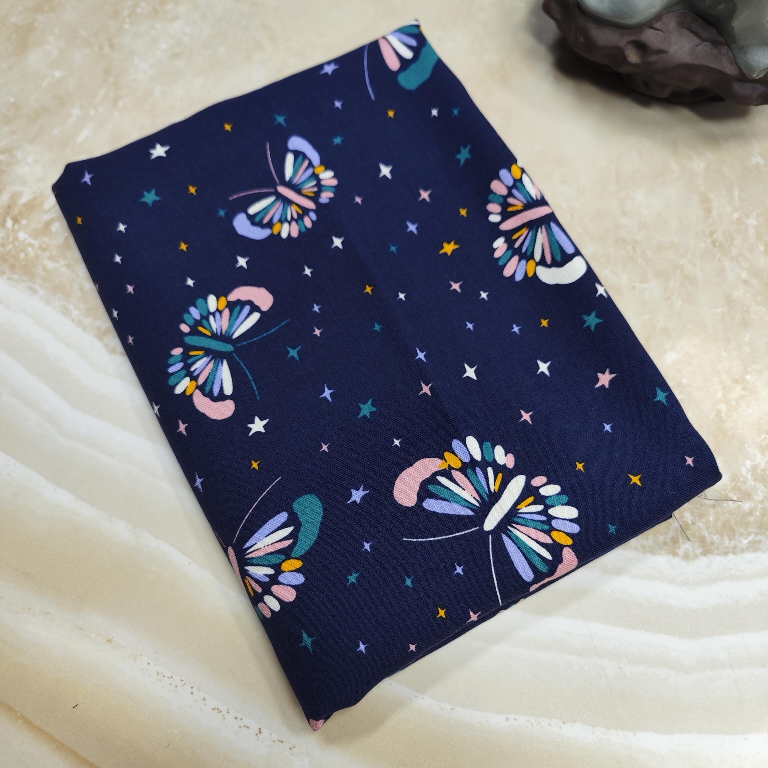 1pc Butterfly Pattern Silk Fabric Diy Clothes Pants Dress Quilt Cover Sewing 1yd