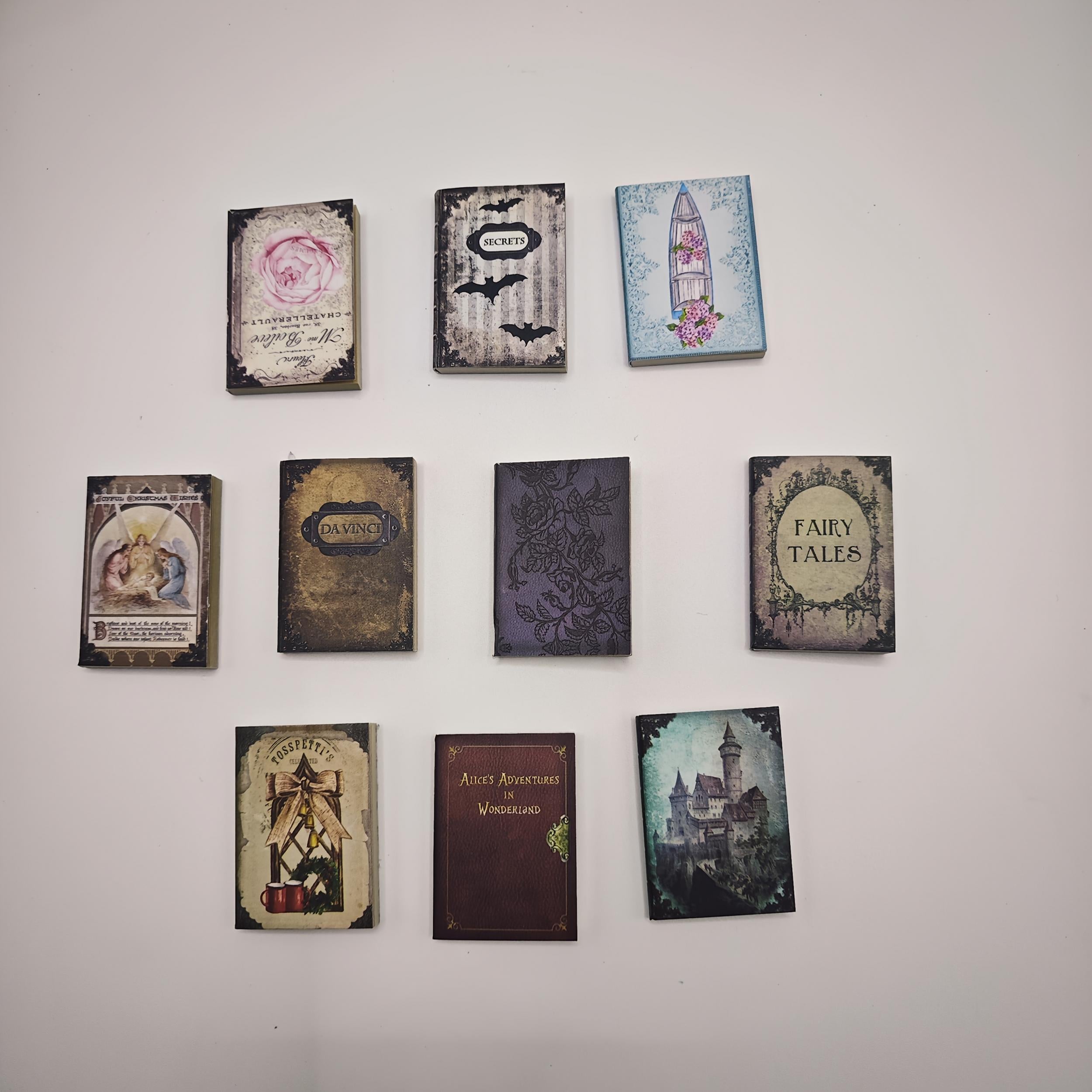 10pcs Dollhouse Flip Books Realistic Scene Bookshelf Props