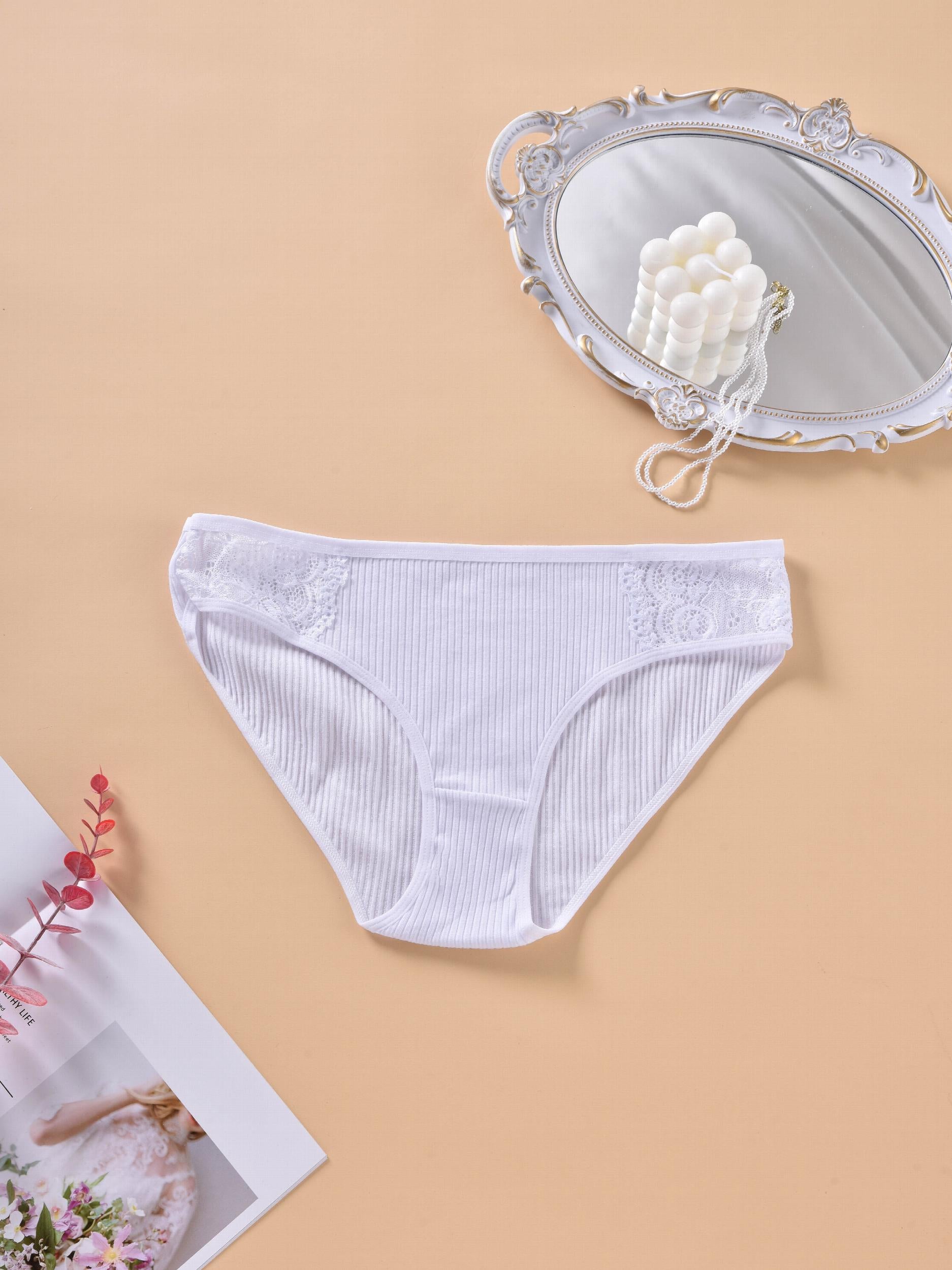 7 Pack Plus Size Underwear Set Women's Plus Ribbed Lace Panties Set