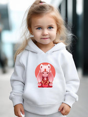Girl's Cartoon Mask Hoodie & Pants Set Sporty Clothes