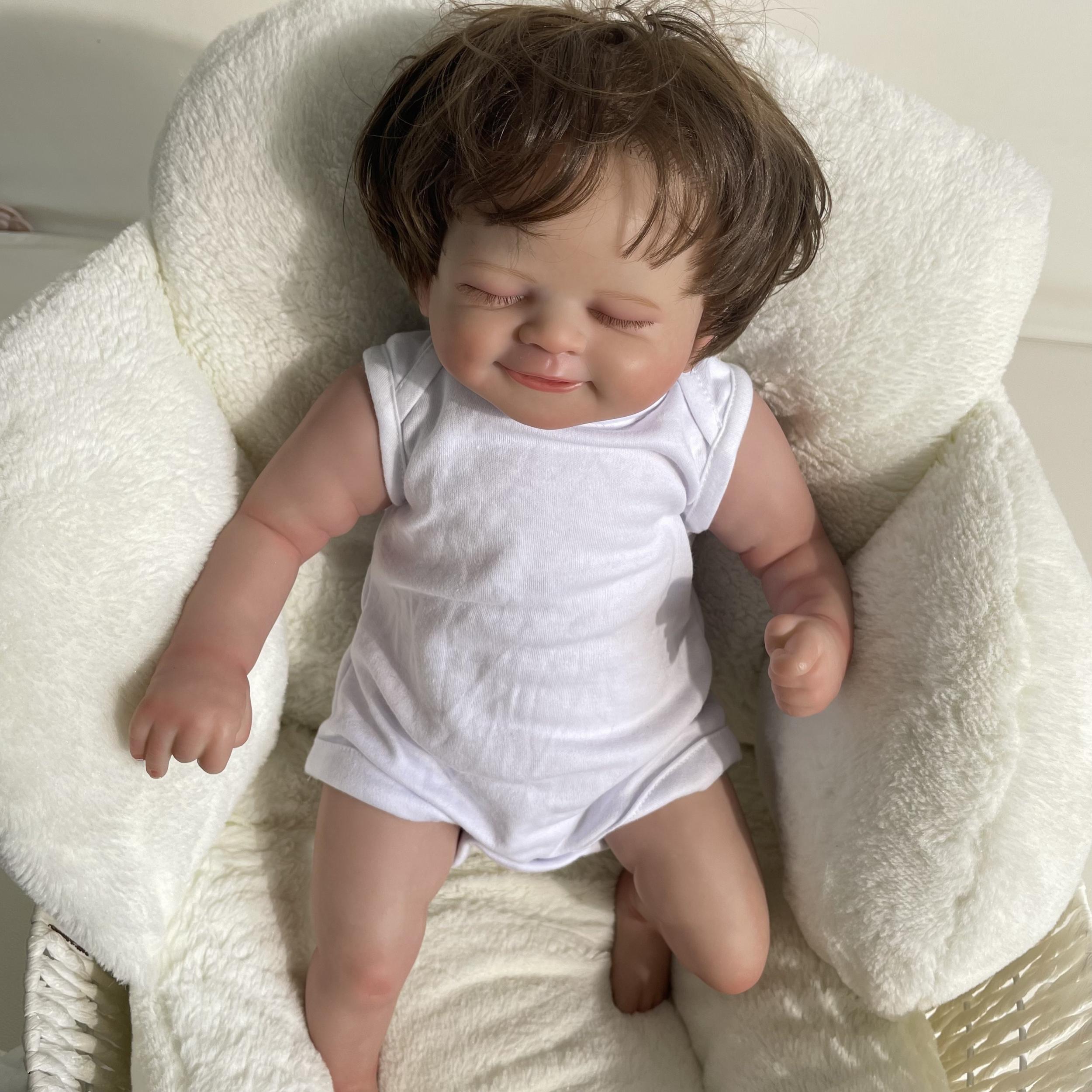 Realistic 19 Inch Reborn Doll Soft Cloth Body Implanted Hair Painted Veins