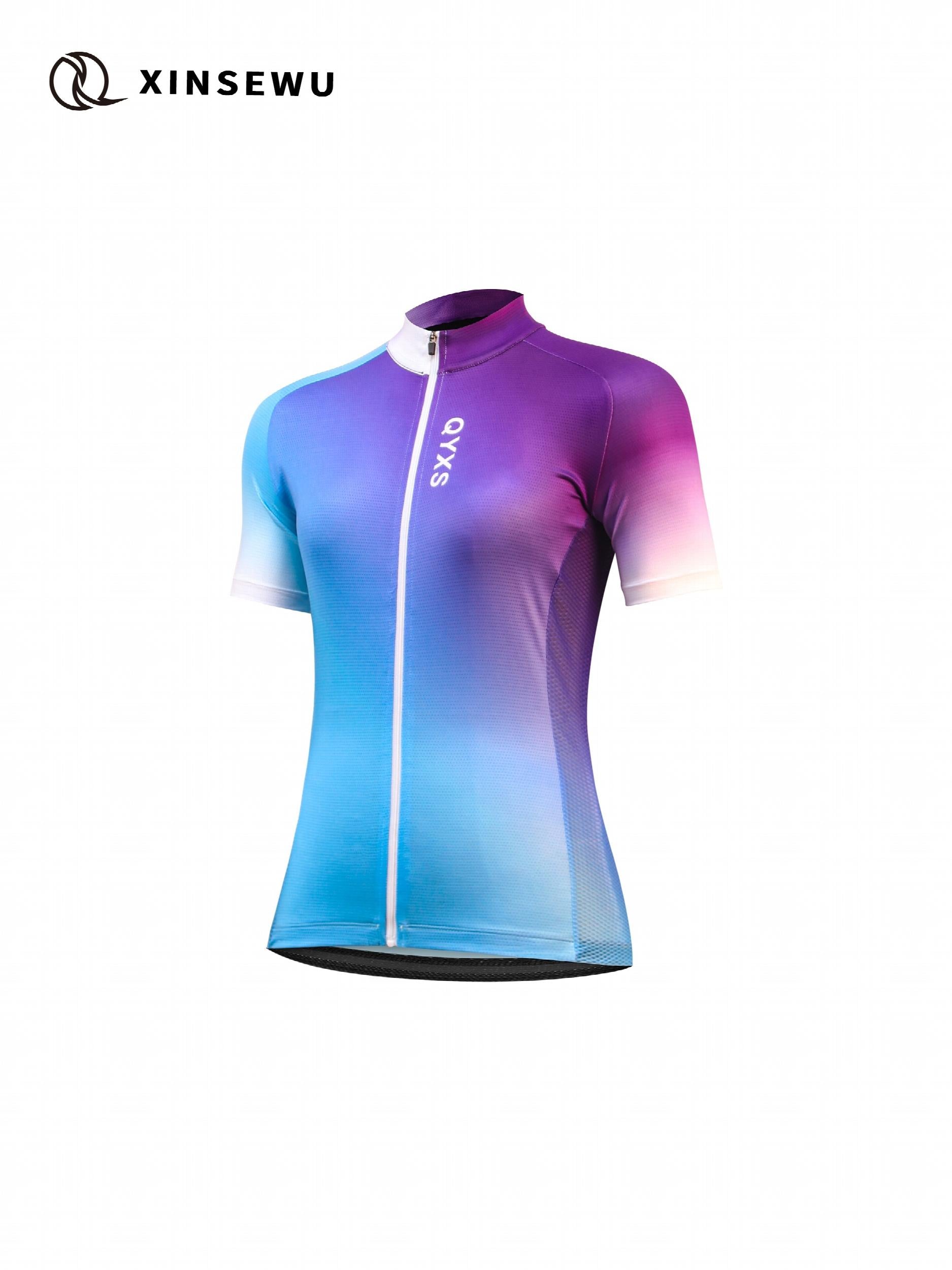 Ombre Letter Print Full Zip Cycling Jersey Women's Activewear