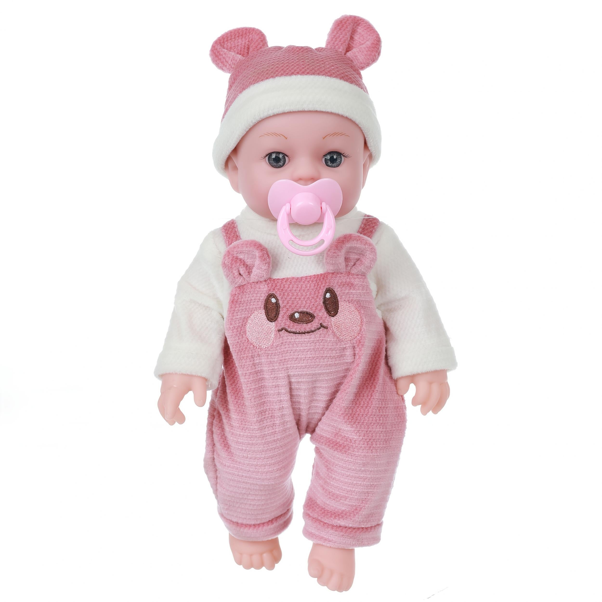12" Baby Doll Pink Outfit Bear Ears Hoodie & Pacifier Plush Toy for Kids