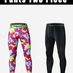 2 Pcs Men's Sports Leggings Quick Dry Compression Pants