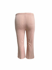 Solid Cable Knit Top & Pants Casual Outfit Set