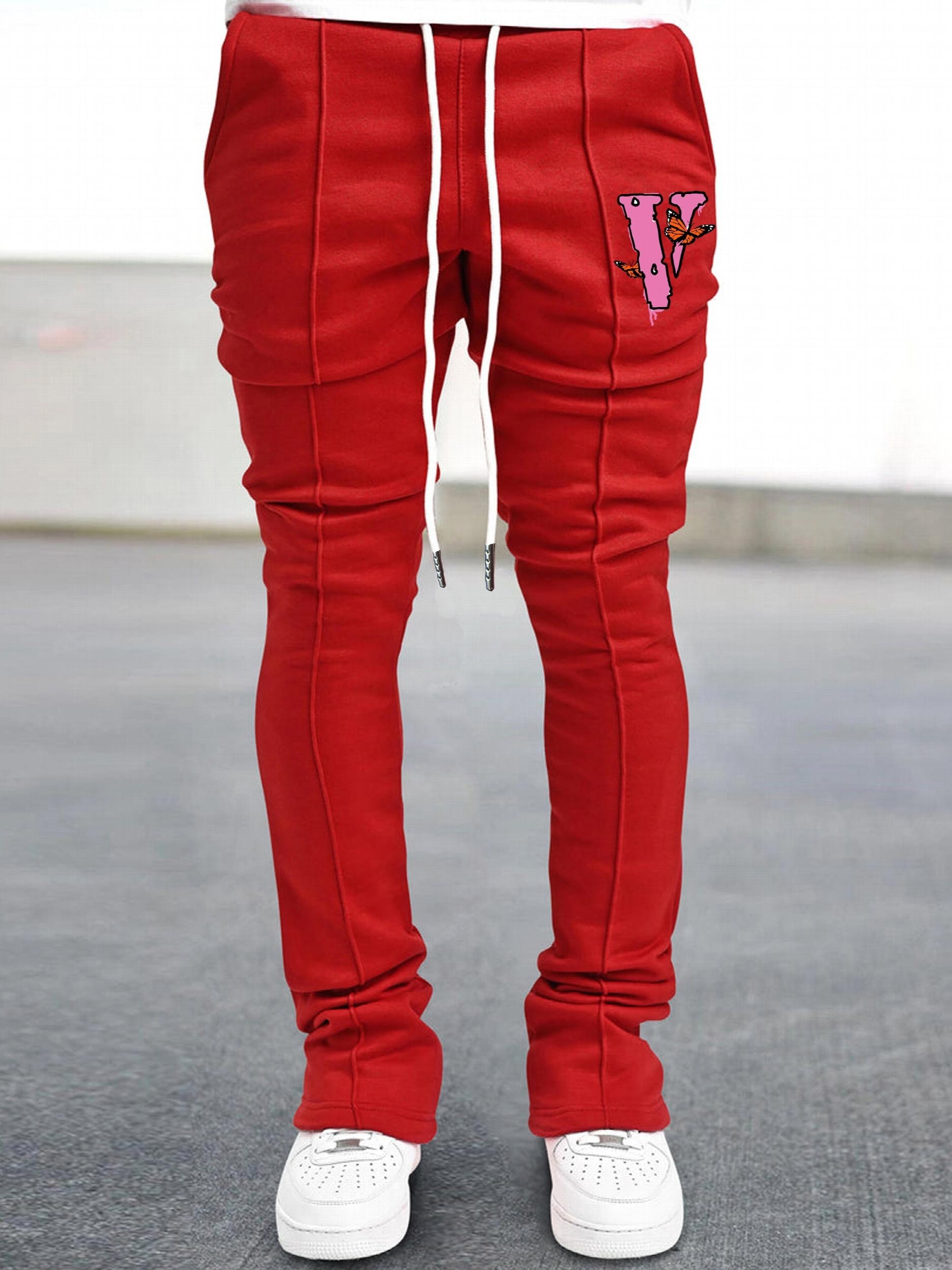 Men's Casual Sweatpants V Butterfly Graphic Pocket Elastic Waist Drawstring Flar