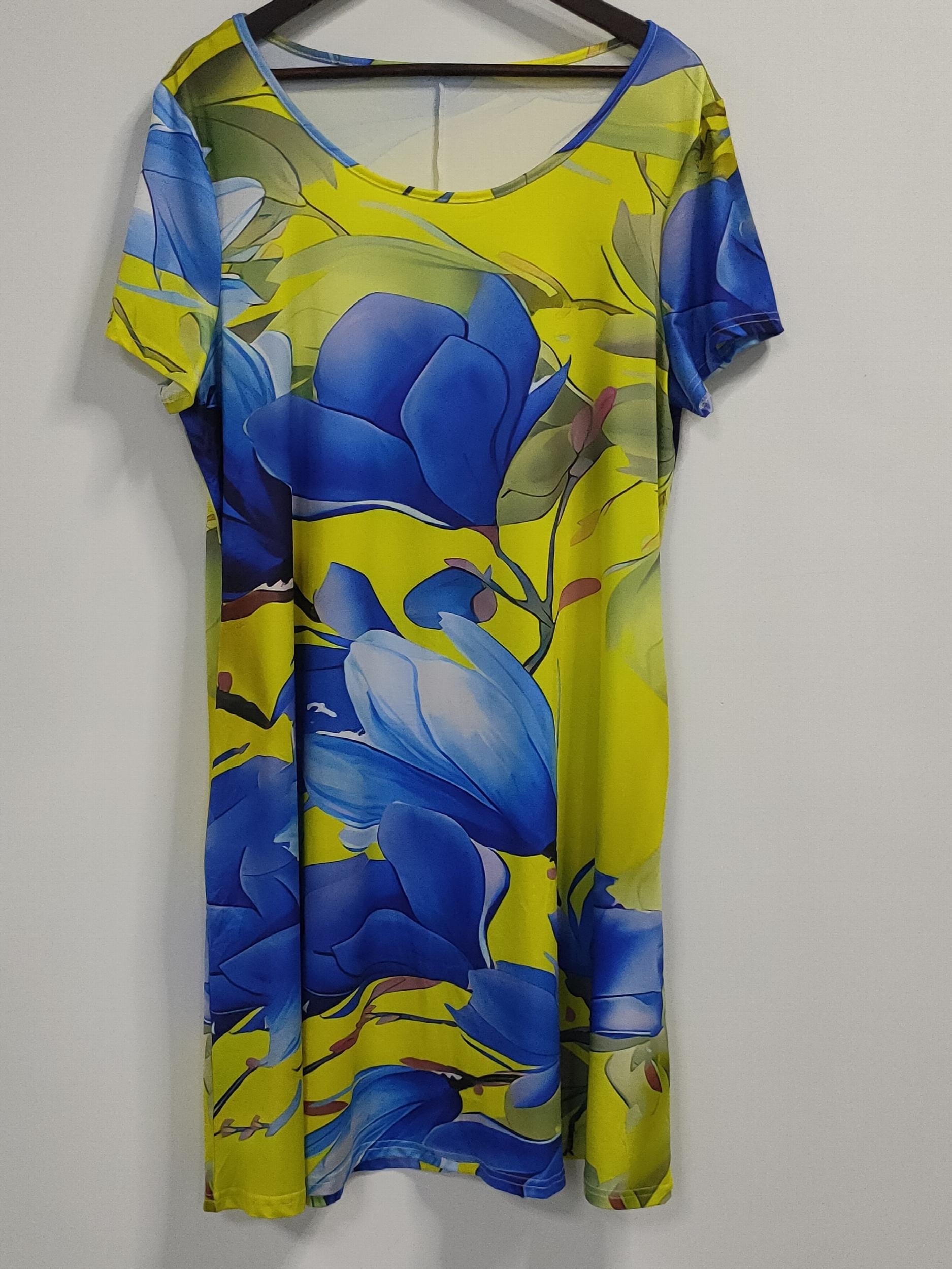 Floral Print Short Sleeve Casual Dress with Pockets