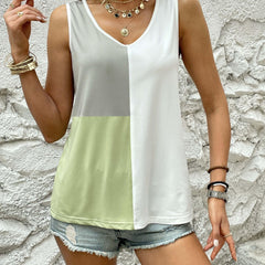 Casual V Neck Sleeveless Summer Tank Top Women's Clothing