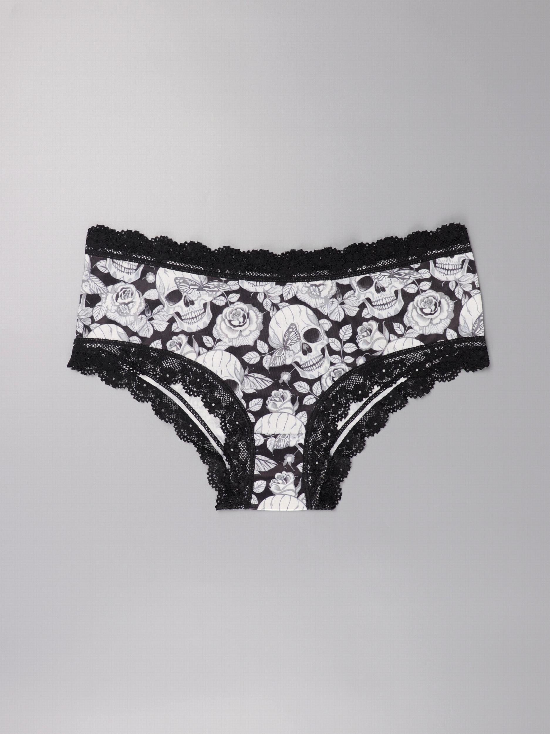 Gothic Lace Hipster Panties Halloween Print Intimates Women's Underwear