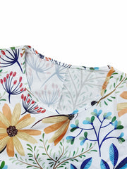 Floral Print Short Sleeve Ruched Dress With Pockets