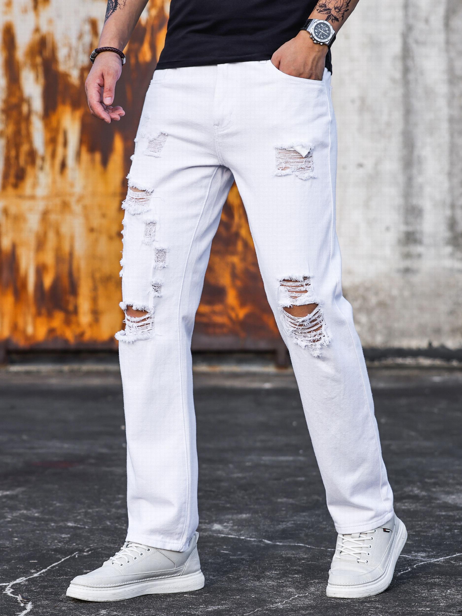 Men's Ripped Jeans Casual Street Style Denim Pants
