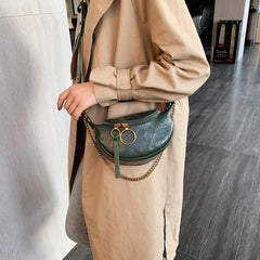 Women's PU Leather Crossbody Bag Chain Shoulder Travel Handbag