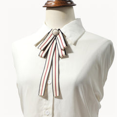 Women's Professional Bow Tie Faux Pearl & Rhinestone Ribbon Neck Tie