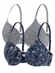 Floral Print Push Up Bras Comfortable & Breathable Women's Lingerie