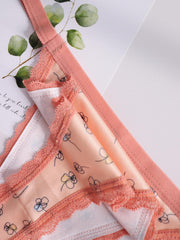 3 Pack Plus Size Floral Print Lace G-string Thongs Set
