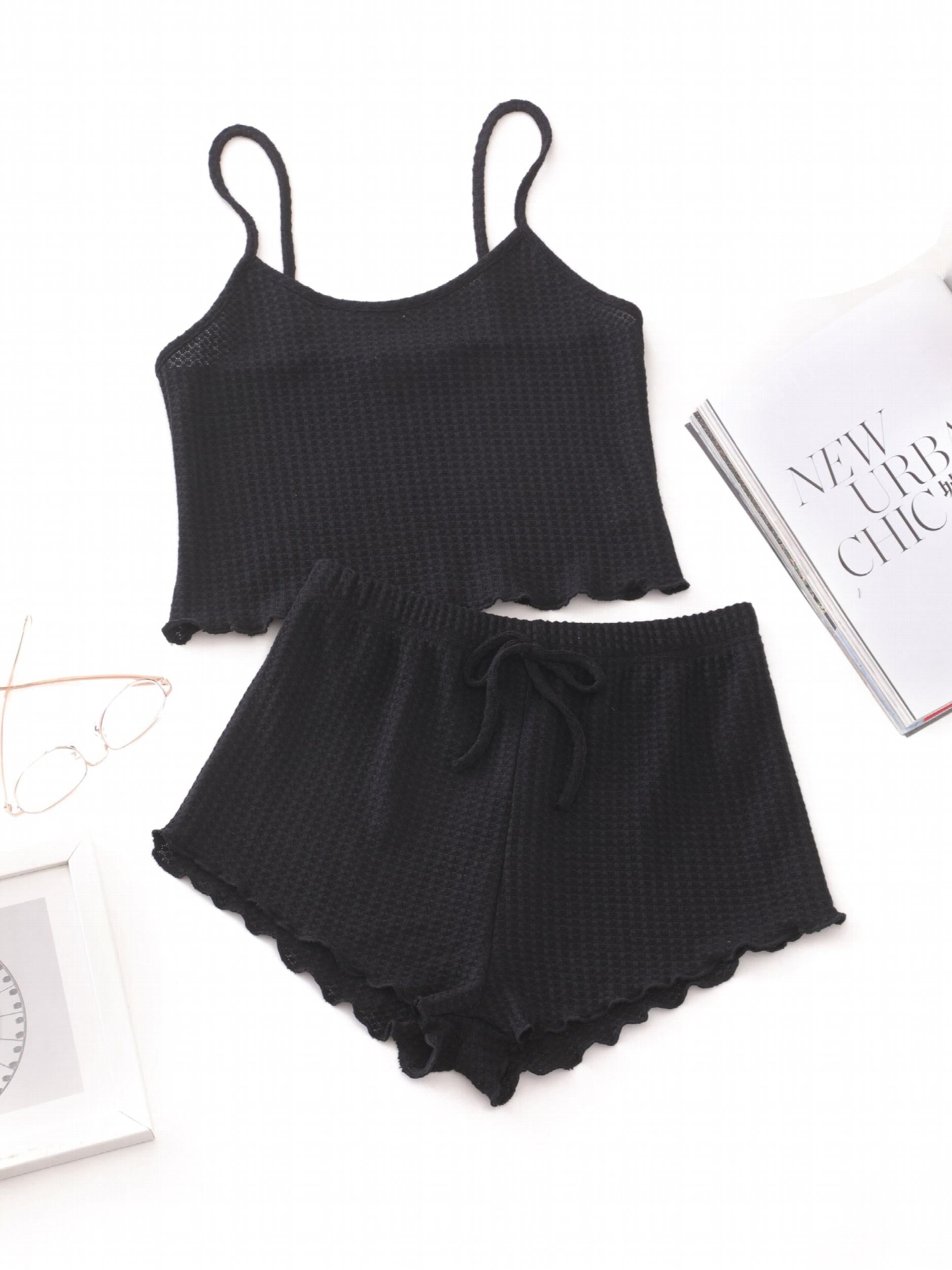 Textured Pajama Set Cami Top & Shorts Women's Sleepwear