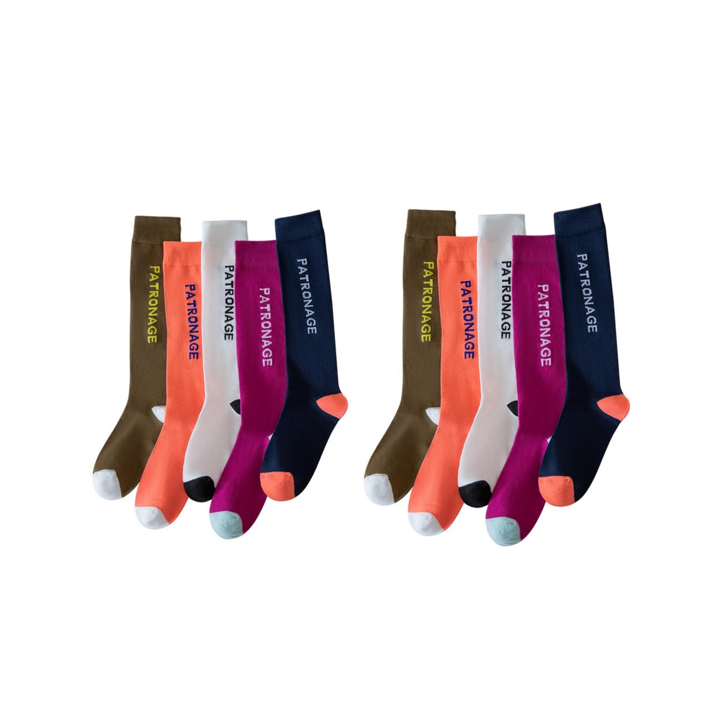 10 Pairs Letter Print Calf Socks Sports Knee High Socks Women's Stockings