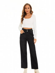 High Waist Straight Leg Jeans Wide Leg Loose Fit High Rise Denim Pants