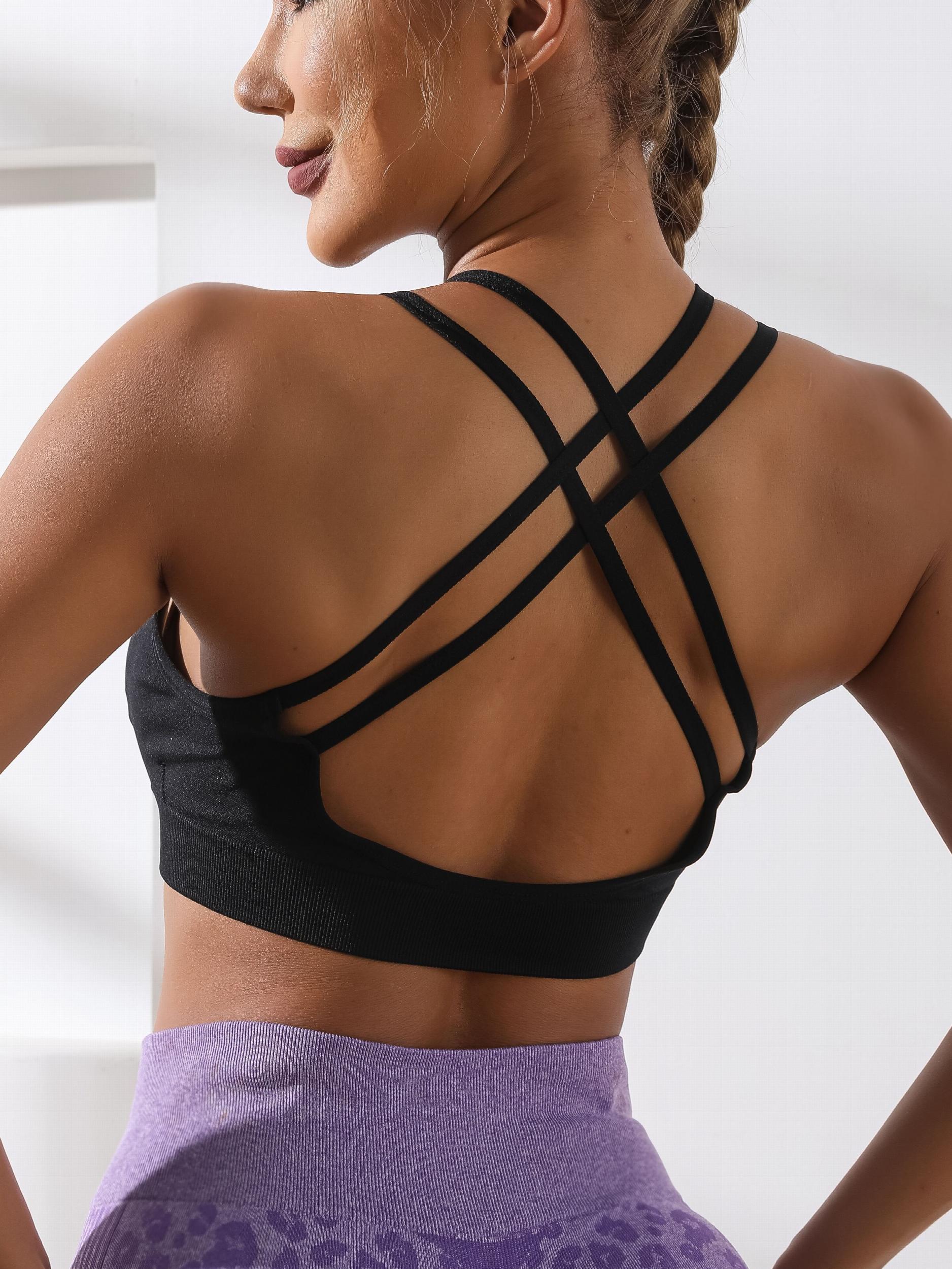 High Stretch Sporty Top Criss Cross Slim Fit Crop Tank Top Women's Activewear
