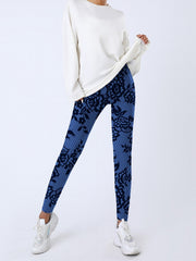 Floral Print Skinny Sports Leggings Elastic Waist Yoga Leggings