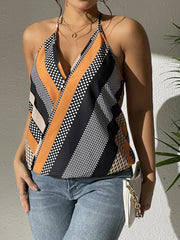Striped & Polka Dot Halter Neck Cami Top