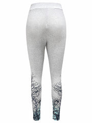 Branch Print Skinny Leggings High Waist Stretchy Leggings Women's Clothing