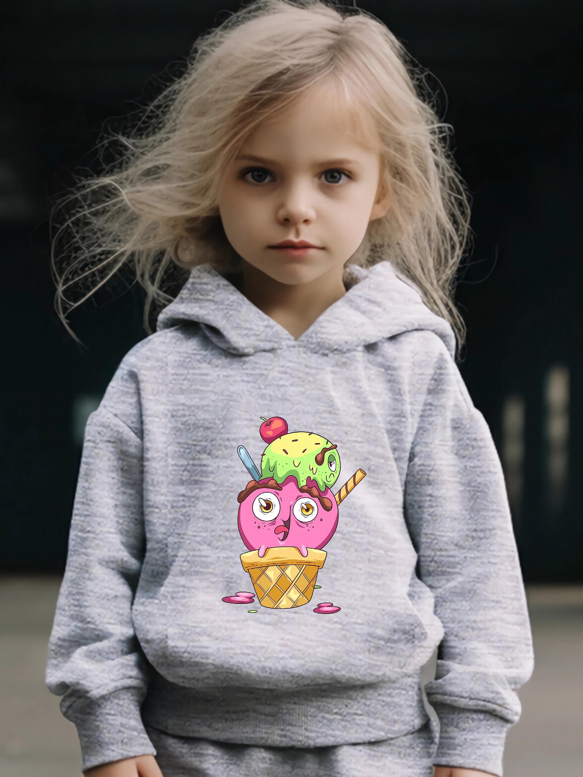 Cartoon Ice Cream 2pcs Activewear Sets Girls Comfy Outfits For Sports Running