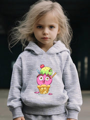 Cartoon Ice Cream 2pcs Activewear Sets Girls Comfy Outfits For Sports Running