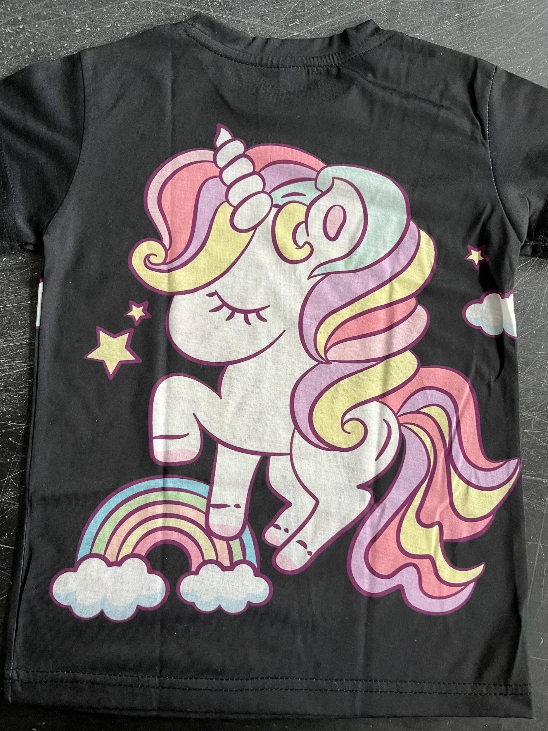 Rainbow Pony T Shirt for Girls 3D Print Short Sleeve Tee