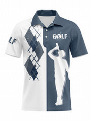 Men's Casual Golf Print Short Sleeve Shirt
