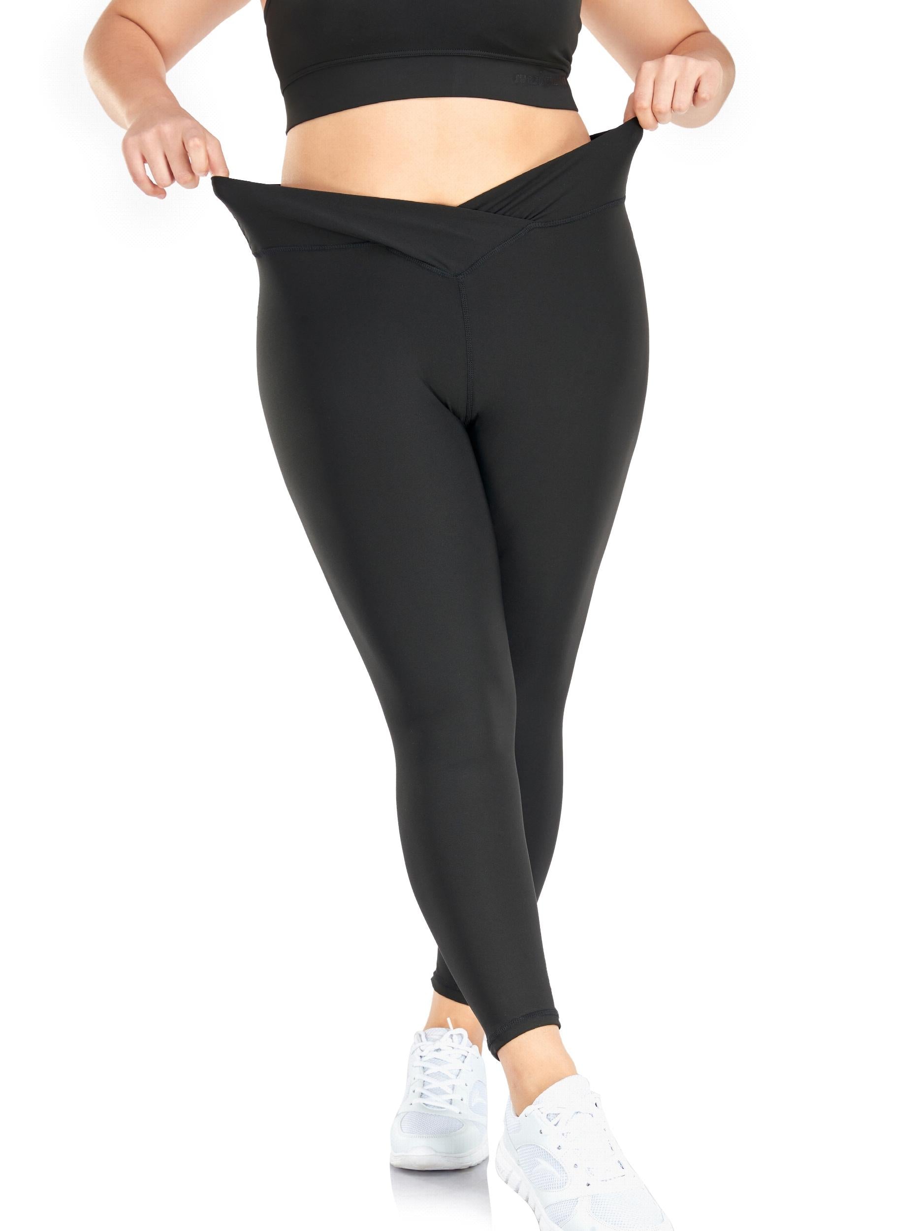 Solid High Stretch Leggings with Cross Waist