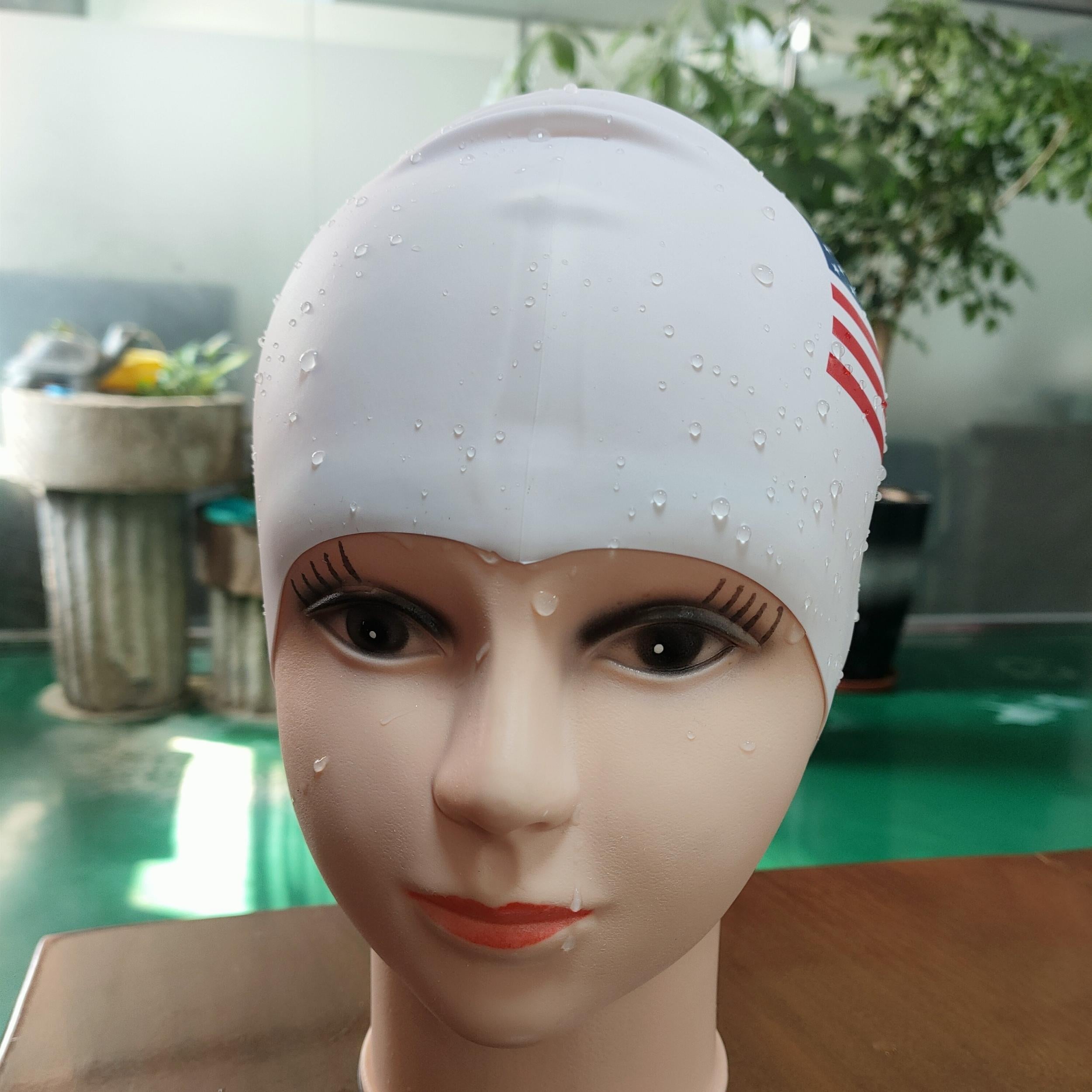 American Flag Silicone Swim Cap - Durable Comfortable Stylish