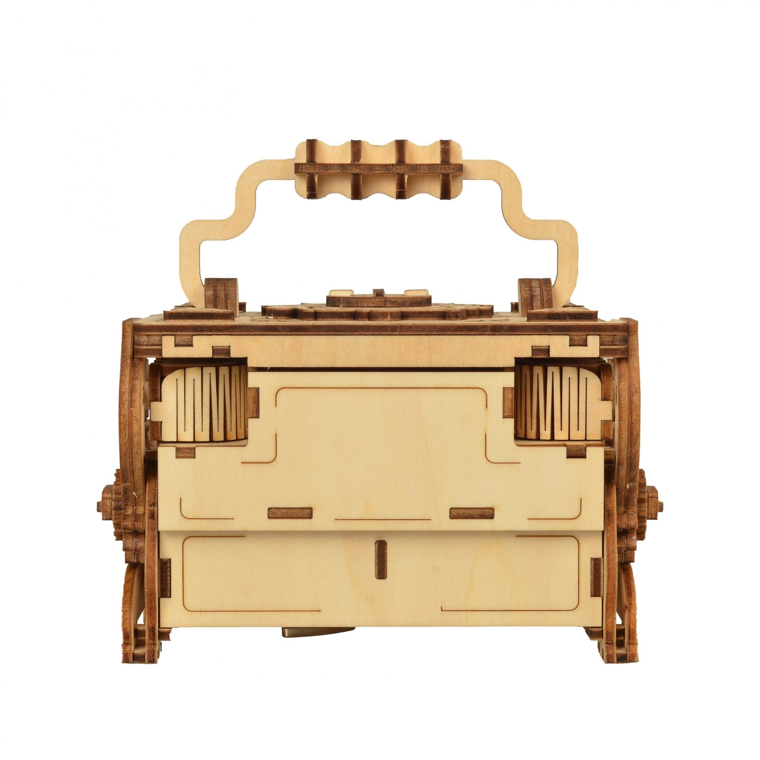 Rustic 3D Stereo Jigsaw DIY Basswood Music Box Antique Style Mechanical Assembly