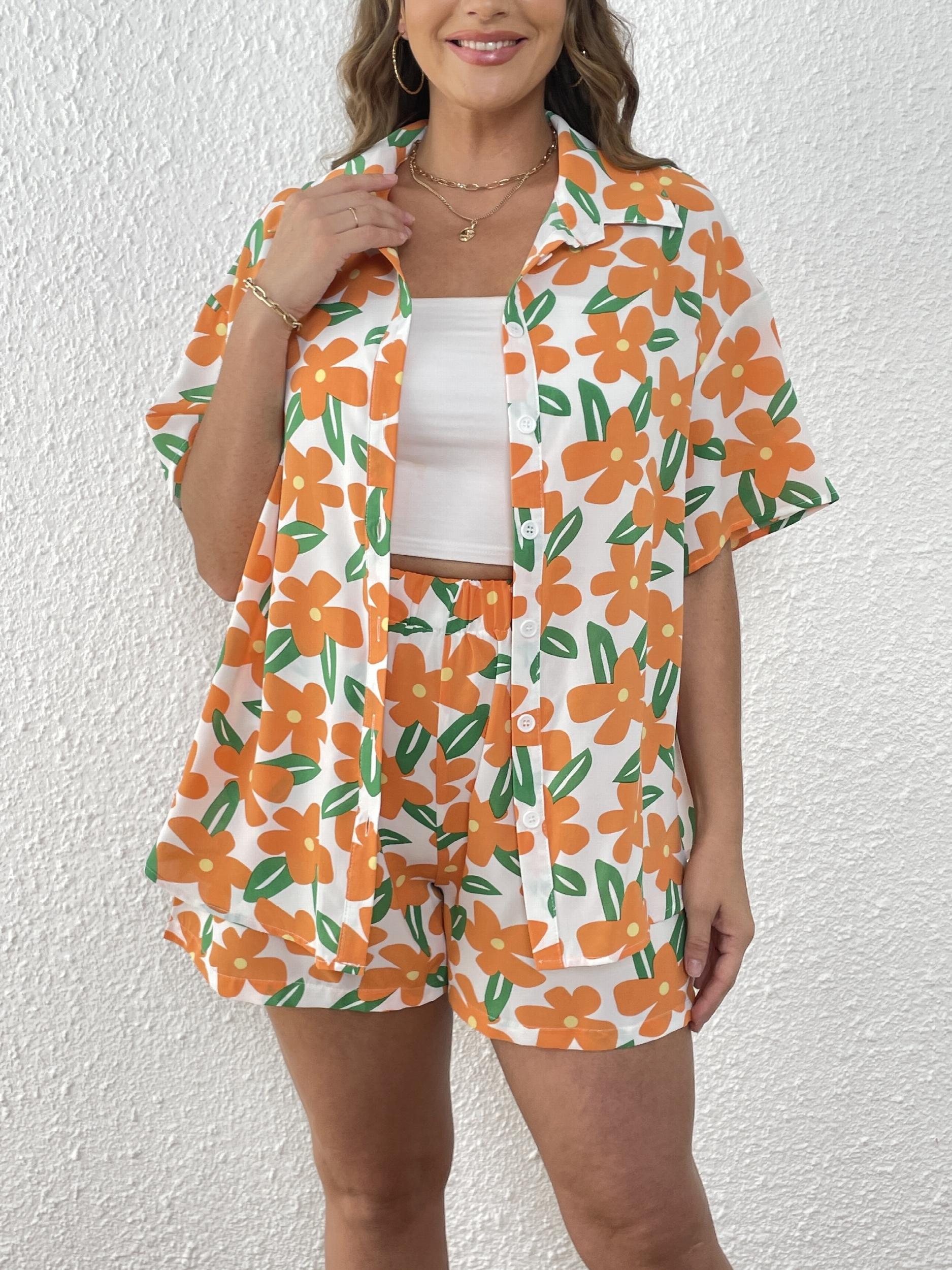 Floral Print Blouse & Shorts Set