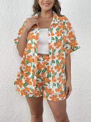 Floral Print Blouse & Shorts Set