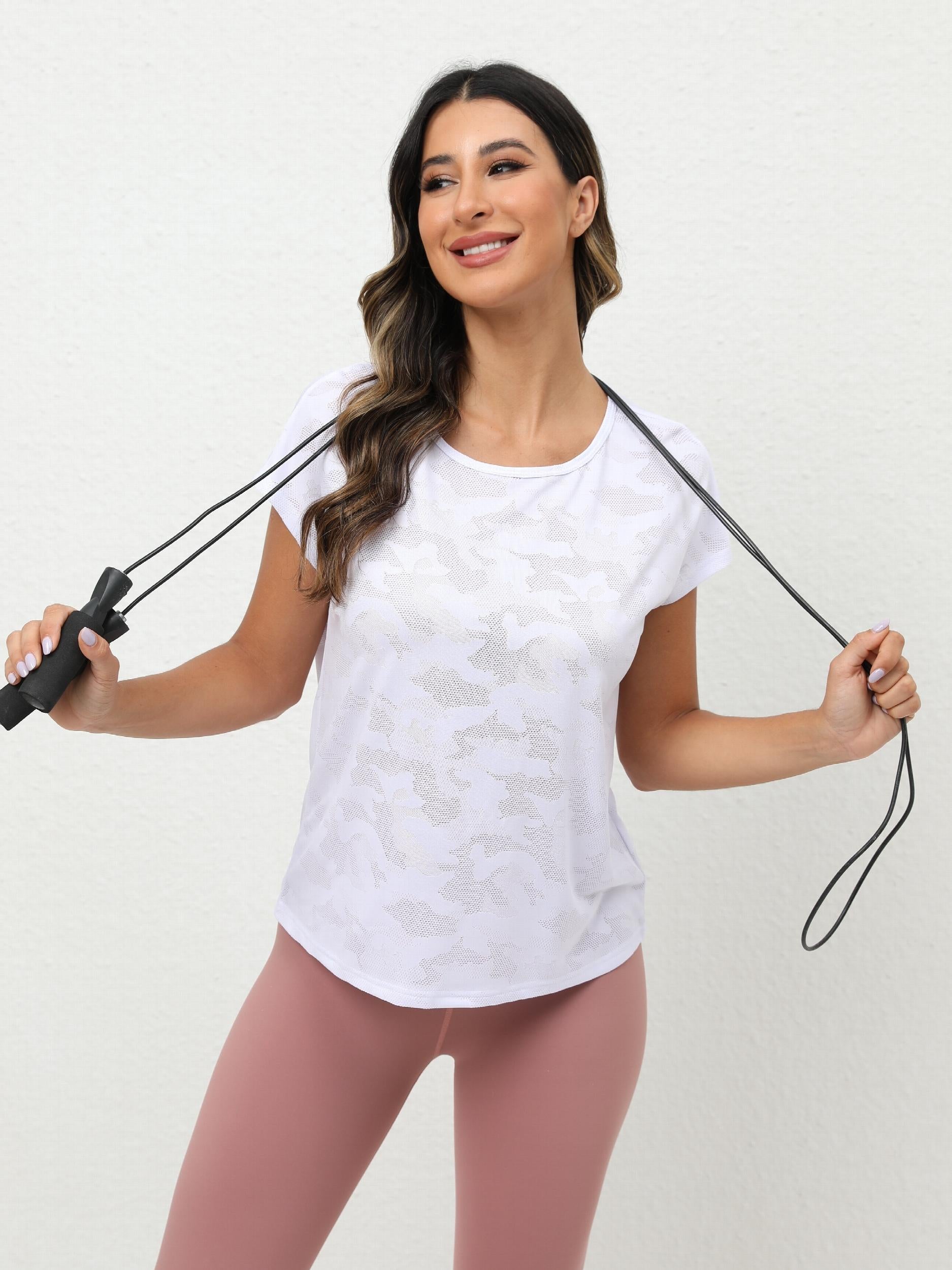 Camouflage Print Casual Sports Tee for Women
