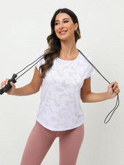Camouflage Print Casual Sports Tee for Women