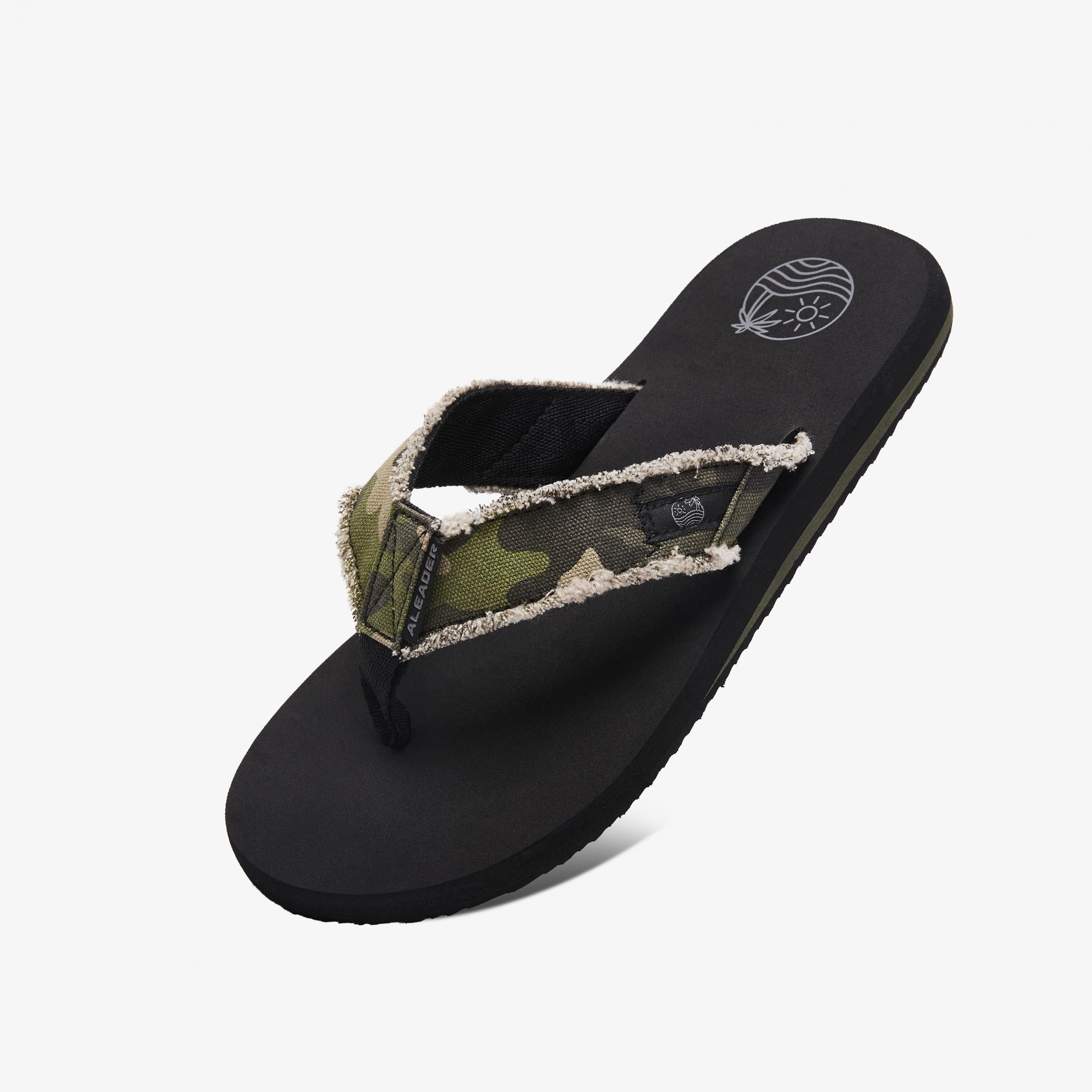 Men's Distressed Canvas Arch Support Flip Flops