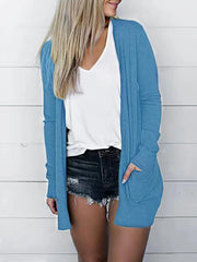 Open Front Long Sleeve Cardigan with Pockets