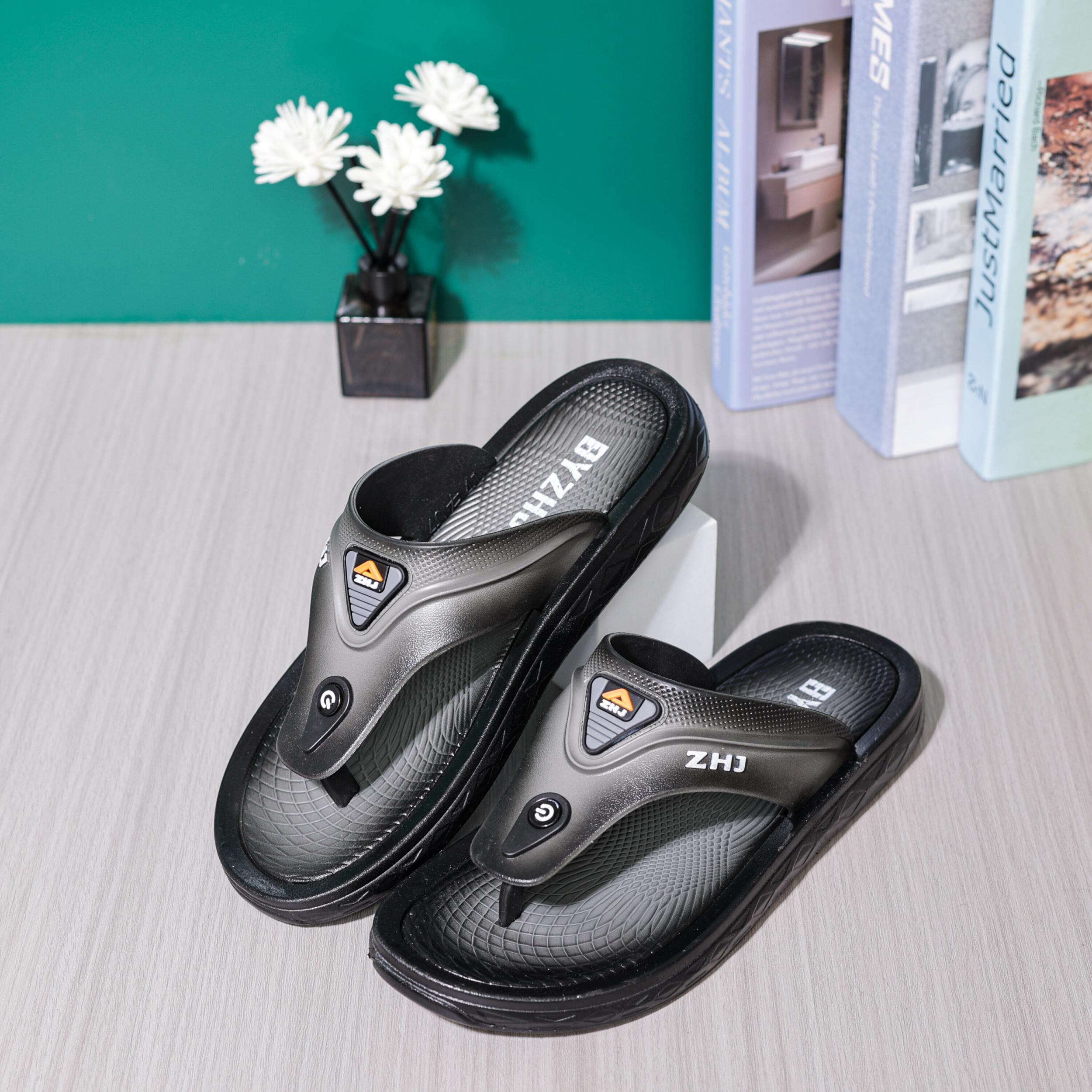 Men's Casual Letter Print Flip Flops Arch Support Lightweight Non slip Sandals