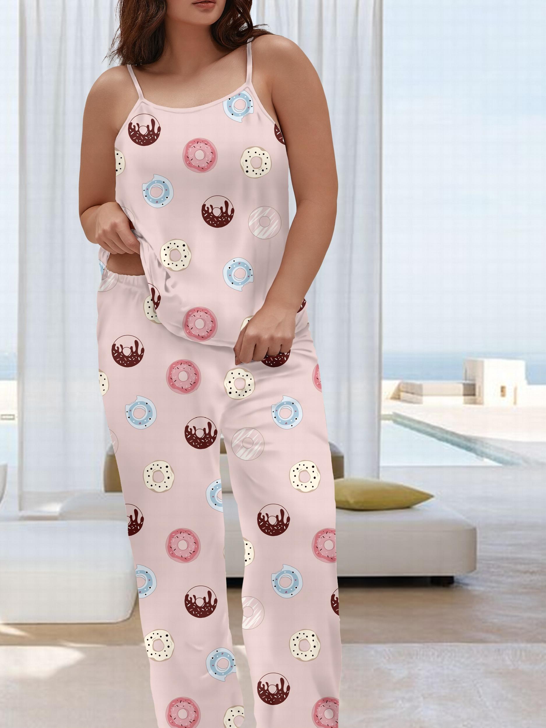 Donut Print Cami Top & Pants Pajamas Set