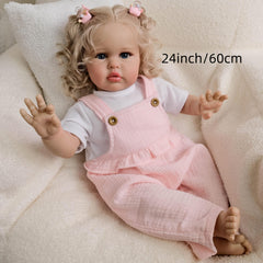 24 Inch Handcrafted Reborn Doll with Soft Vinyl Body and Realistic Features