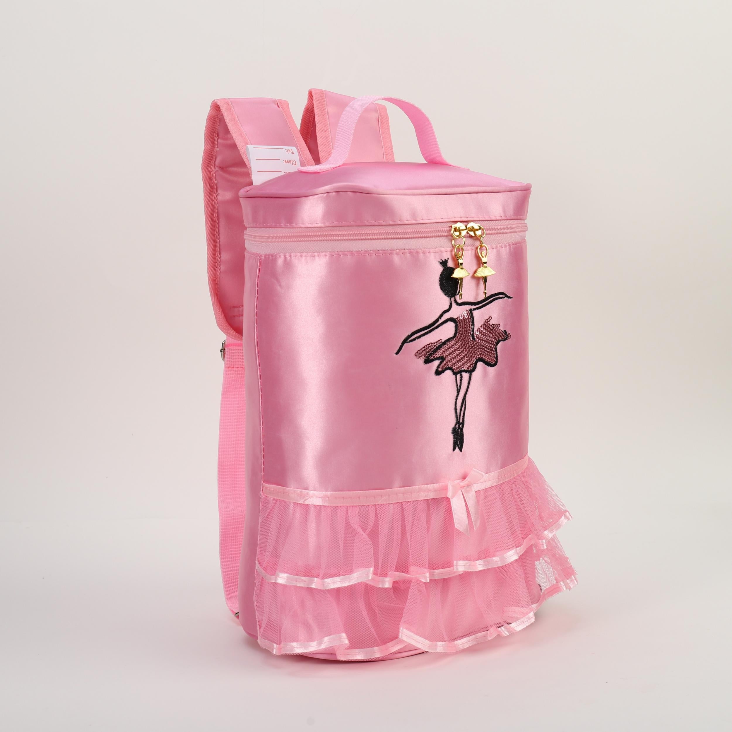 Ballet Girl Decor School Bag Zipper Bucket Bag for Girls