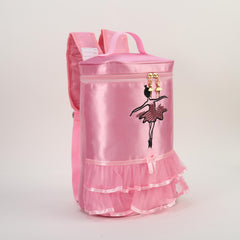 Ballet Girl Decor School Bag Zipper Bucket Bag for Girls
