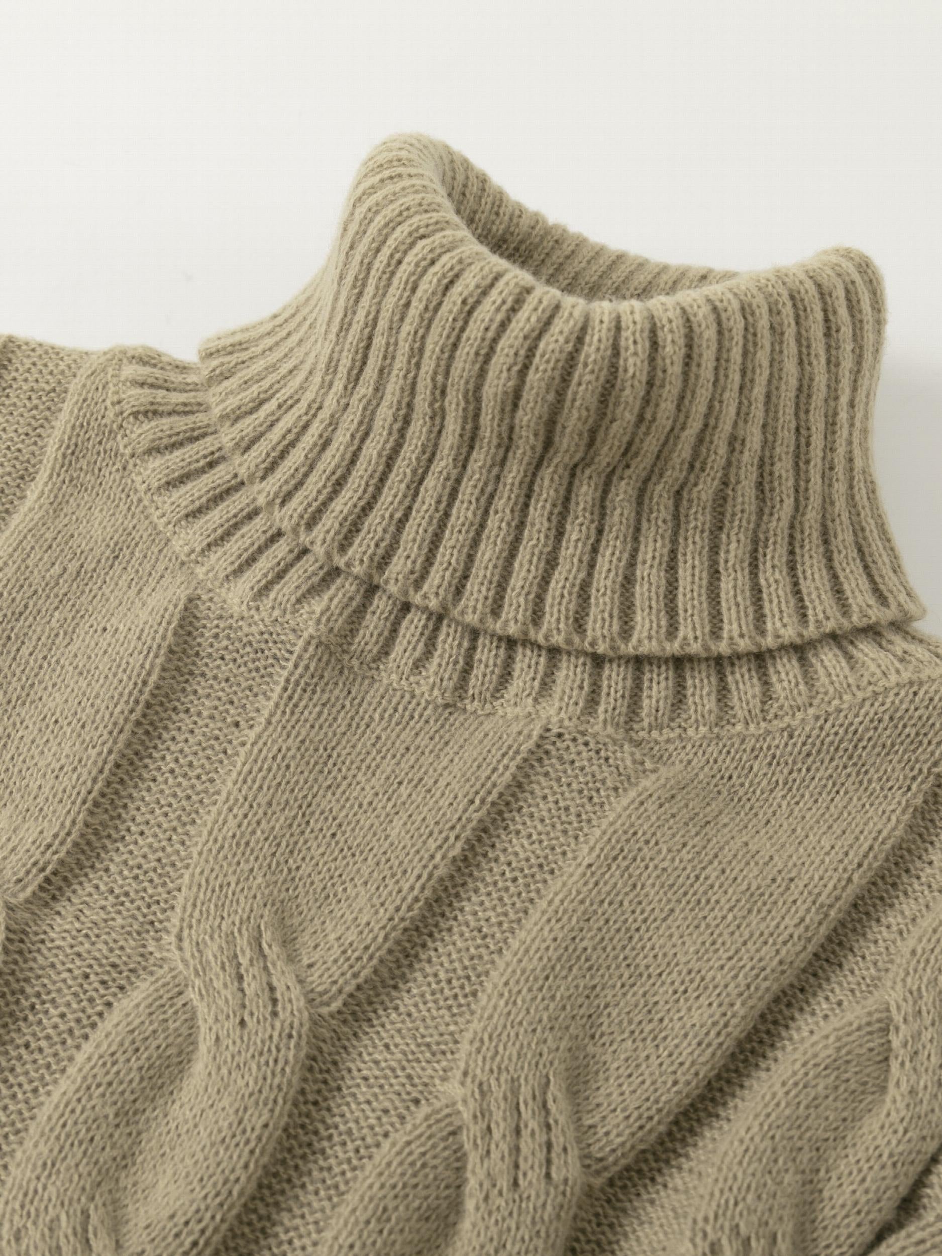 Men's Knit Turtleneck Sweater Warm Khaki Top