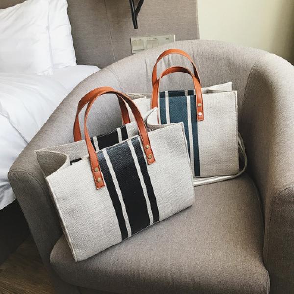 High Women Linen Tote Large Capacity Female Casual Shoulder Bag