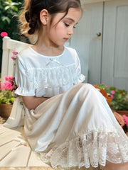 Kids Princess Palace Pajamas Robe Fairy Lace Hem Nightdress