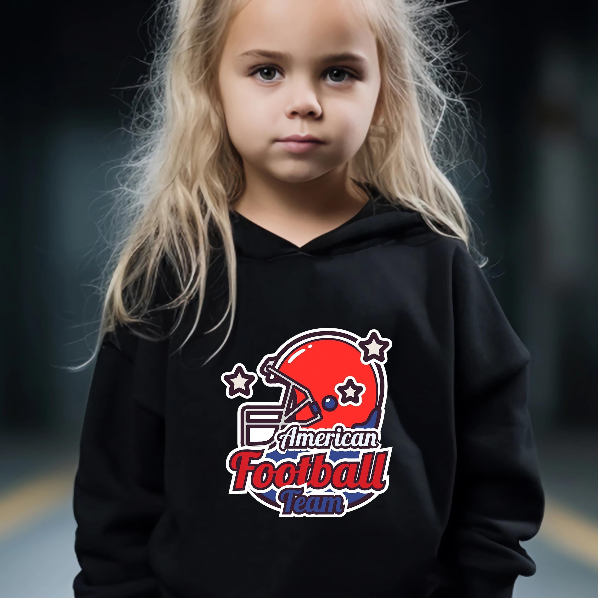 2pcs Helmet Print Girls Hoodies Jogger Pants Set Sports