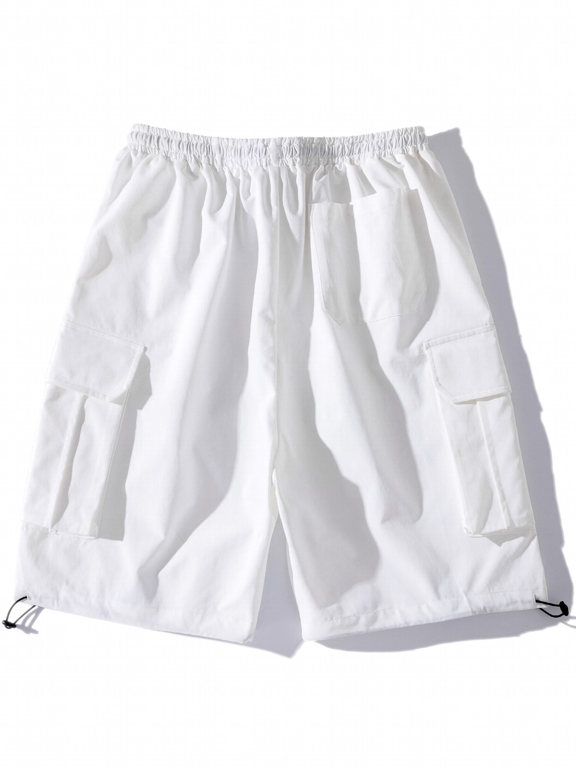 Men's Elastic Waist Cargo Shorts with Pockets for Summer