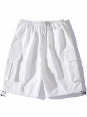 Men's Elastic Waist Cargo Shorts with Pockets for Summer